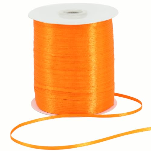 TONIFUL 1/8 Inch 870yd Orange Thin Satin Ribbon String for Gift Wrapping