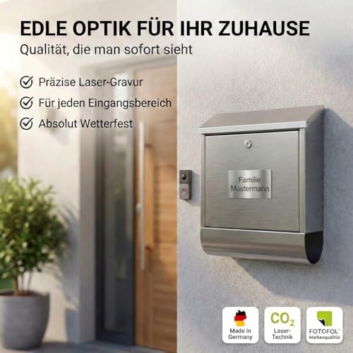 FOTOFOL NAMENSSCHILD BRIEFKASTEN PERSONALISIERT – Namensschilder mit Gravur für Haustür… – Ansicht 2