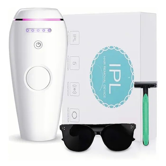 AMPLIN Ipl Hair Removal Handset Laser Hair Removal Machine For Permanent Painless Lazer Hair Removing Epilator Men And Women Bikini Armpit Bikini Pubic Hair Removals (White)