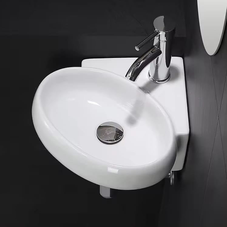 Patdo Ceramic White Corner Wash Basin/Wall Mount Basin for Bathroom/Corner Basin/Bathroom Basin/Glossy Small Corner Sink (Sumo, 13.7x13.7x5.1 Inch) (B0D84133D9) Amazon Price History, Amazon Price Tracker