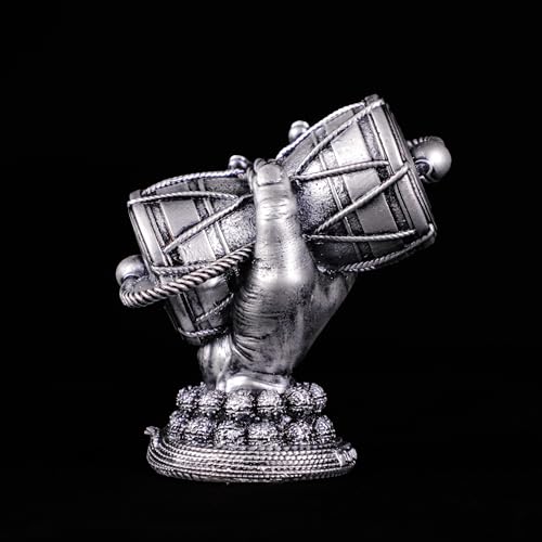 Image of Artarium Traditional Shiva Damru Statue Antique Shivji Sheshnag Lord Shiv Decorative Showpiece for Gifting Car Dashboard Home Decor Pooja Room Mandir Temple (Shiva Damru Silver 3 Inch)