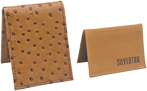Silverton Men's Ostrich Print Genuine Leather Bi-Fold honey wallet2