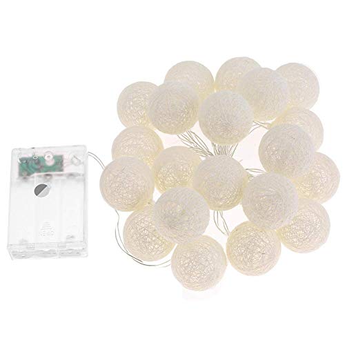 Treer Luces De Bolas De Algodón Cadena de Luces Bolas de Navidad Blanco Cálido Batería Lámpara de Guirnalda Luminosa Hogar, Jardín, Patio, Fiesta, Vacaciones, Boda Decoración (1.5M-10 Luces,Beige)