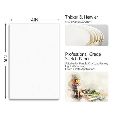 60CT 4X6 140lb 300gsm White Sketch Paper Cards Heavyweight Blank Card Stock for Mailing Postcards, Wedding Invitations,Thank You,Index Cards