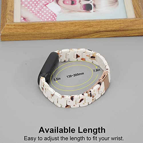Wongeto Compatible With Fitbit Inspire 3 Band Women Girls,Tortoise Resin Watch Band Replacement Adjustable Wristband For Fitbit Inspire 3 Accssorises (Nougat White) #TOP3