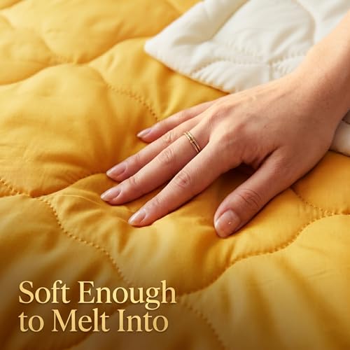 Image of VAS COLLECTIONS Double Bed Microfiber Comforter 80x90 Inch | Reversible AC Comforter | Soft Quilted Lightweight Blanket | 180 GSM All Season Comforter | Vibrante Colour Collection, Golden Yellow