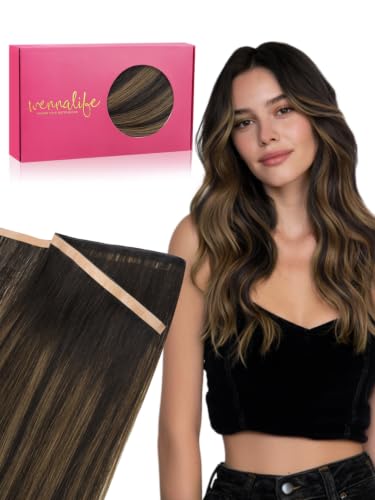 WENNALIFE Tape in Weft Hair Extensions Human Hair, Invisible Genius Weft