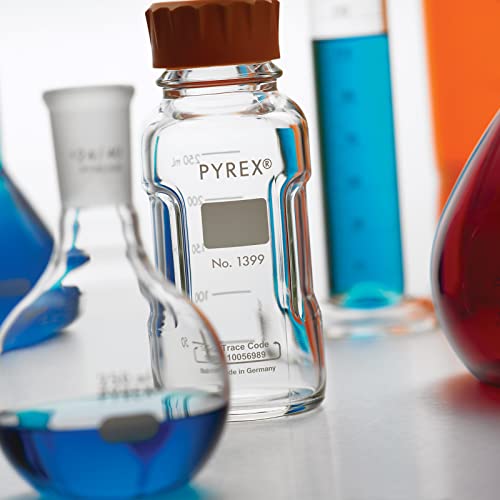 Pyrex Round Media Storage Bottle With Gl45 Screw Cap - Borosilicate Glass Bottles With Caps - Premium Scientific Glassware For Labs, Classrooms Or Home Use Glass Container 1L, 2/Pk #TOP4