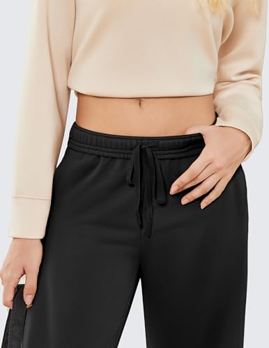 PINSPARK Women's High Waisted Straight Leg Sweatpant Comfy Interior Drawstring Workout Sweat Pants Pocket Warm Casual Pant3