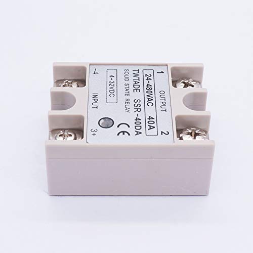 TWTADE 2PCS SSR-40 DA 40A DC 3-32V to AC 24-480V SSR Single Phase Solid State Relay ssr-40da