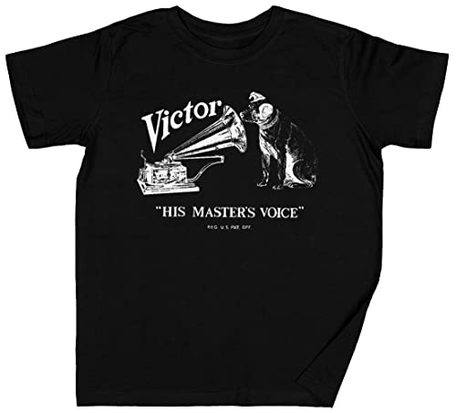 T-Shirt Noir Garçons Filles au Design Graphique His Masters Voice