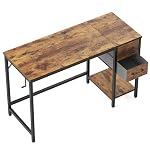 Cubiker Computer Home Office Desk with Drawers, 47 Inch Small Desk Study Writing Table, Modern Simple PC Desk, Vintage Brown