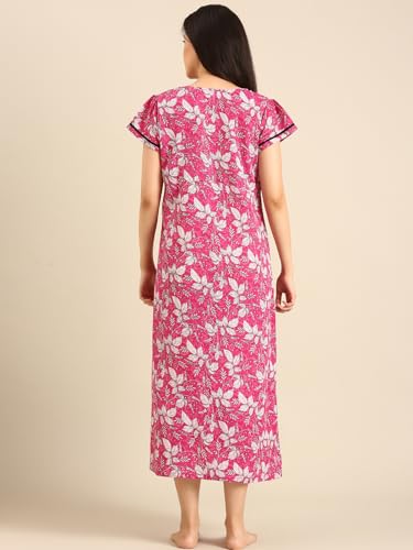 Image of Rupa Jon Aishwarya Women Full Length Maternity Night Dress in Cotton Blend Fabric, Maxi Nighty, Pregnancy Night Dress for Nursing, Pre and Post Pregnancy