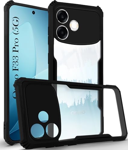 Image of Jkobi Hybrid Back Cover Case for Oppo F33 Pro 5G (Shockproof with Polycarbonate Clear Panel | Professional Black)