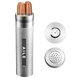 AILE Cigar Stainless Steel humidor Silver Travel Cigar case Tube for 3 to 4 Cigars, Portable Cigar case, Cigar Hygrometer, Great Gift for Men, Dad, Husband