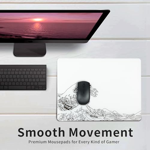 Image of XVX Glass Gaming Mouse Pad, White Kanagawa Hard Mousepads for Gaming,Professional Large Mouse Mat 16.2 inch x 12.2 inch, Special Glass Surface with Improved Precision and Speed