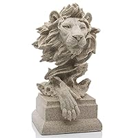 H&W Lion Statue,Gold Sculptures,Sandstone Resin Lion Figurines for Men,Abstract Art Statue Ornaments for Home Office Living Room Bookshelf Table Desktop Housewarming D¨¦cor