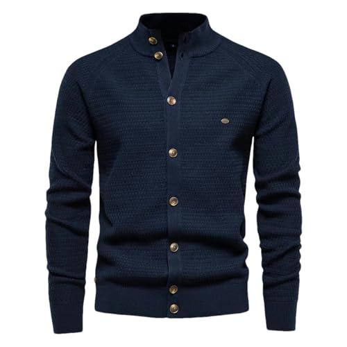 Pull tricoté homme contre le froid de mi-saison veste cardigan col montant boutons