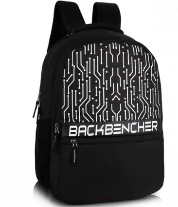 Backbencher Circuit Pattern Backpack, Black and White, School College Bag-picture-25