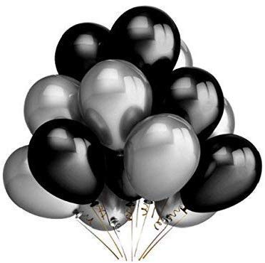 Shreeja CollectionsShreeja Collections HD Metallic Finish Balloons for Birthday/Anniversary Party Decoration (Silver-Black,Pack of 150)