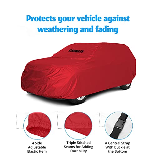 Image of CARMATE Parachute Custom Fitting Waterproof Car Body Cover for Land Rover - Free Lander 2 - Red (Without Side Mirror & Antenna Pockets)