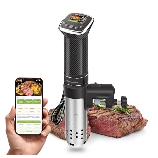 KitchenBoss Roner Baja Temperatura: Wi-Fi Roner Sous Vide 1100w Precisión Silencioso LCD IPX7 Impermeable Motor CC sin Escobillas Máquina de Cocción con 25 Recetas Integradas