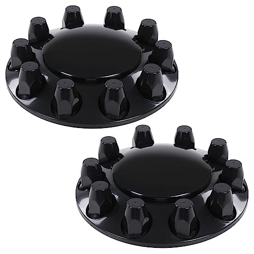 CNNELL Glossy Black Front Wheel Covers Hub Axle Semi Plastic ABS Pair 33mm Nut Covers 1Pair Compatible with Most of 10 Holes 20