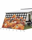 Fall RV Awning Sun Shade Screen 9'X13.3' Hill House Mesh Sunscreen Autumn Tree Mountain Black Plaid Thanksgiving Awning Shade Screen with Zipper UV Blocker Completed Kits for RV Motorhome Camper