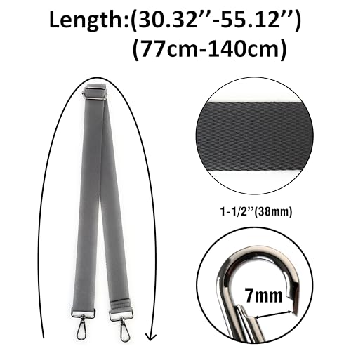 Image of Purse Strap Replacement for Crossbody Bags & Handbags | Premium Webbing with Gunmetal Black Hardware Clip-On Installation Adjustable Length Comfortable Wide Guitar Style Strap