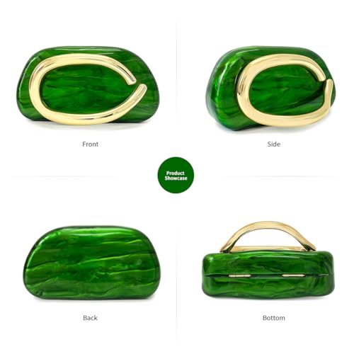 Image of Women Acrylic Clutch Purse Metal Handle Evening Bag Trendy Box Shoulder Crossbody Bag Handbag for Wedding Party Causal