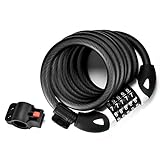 Bike Lock , 5 Digit Resettable Combination Coiling Cable Lock for Bicycle Outdoors,6 Feet Long High Security with Mounting Bracket Heavy Duty Anti Theft 1/2 Inch Diameter