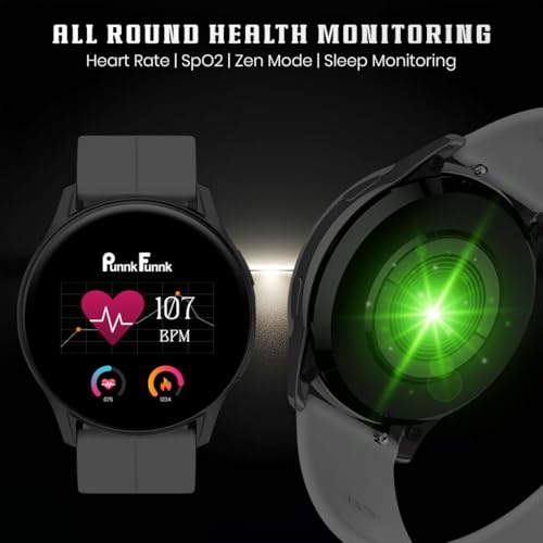 Image of PunnkFunnk Active 5 Smart Watch with 1.3 inch AMOLED HD Display | Bluetooth Calling, AI Voice Assistant, 100+ Sports Modes, Heart Rate & SPO₂ Tracking, IP68 Waterproof for Men & Women- (Dark Grey)
