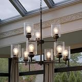 Urban Ambiance Luxury New Traditional Chandelier, Large: 27''H x 27''W, with Utilitarian Style Elements, Olde Bronze Finish, UKC20215 from The Ravencourt Collection