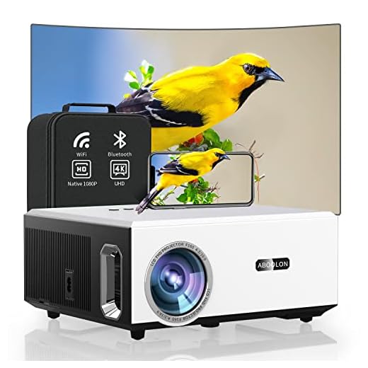4K Projector with WiFi and Bluetooth,ABoolon 1000ANSI 1080P Projector,Outdoor Projector Support 500" Display,4P/4D Keystone Correction,50% Zoom,PPT,Projector 4K Compatible TV Stick,iOS,Android,Win