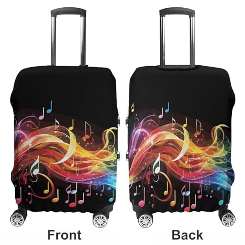 Rainbow Musical Note Melody Printed Luggage Cover Protector, Fits 18-32 Inch Luggage3