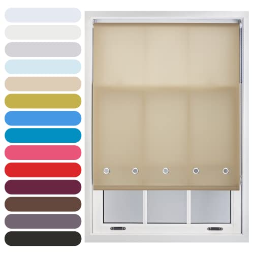 FURNISHED Daylight Roller Blind with Round Eyelets Trimmable, Cappuccino, 45W x 210L cm