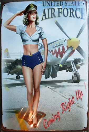 hotrodspirit Placca pino up marrone Sexy pilota aereo militare bomber 30x20cm tole