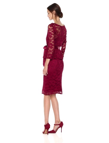 Amazon.com: Chetta B Women's Plus-Size 3/4 Sleeve Lace Peplum Dress,  Garnet, 10 : Clothing, Shoes & Jewelry
