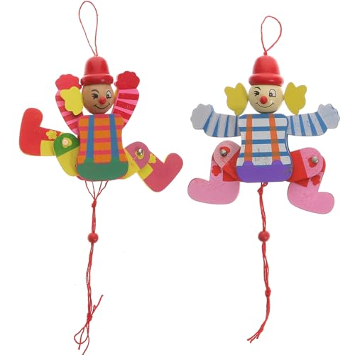 Hohopeti Marionetas de Madera Cuerda 2 Piezas, Títeres de Hilo Interactivos, Juguetes de Marionetas Payaso Multicolor, Adecuado para Reuniones Familiares y Juegos Color Color Aleatorio