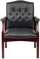 Vista 8 de Pemberly Row Silla de invitados tradicional de piel sintética en color negro