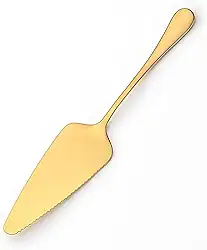 Espátula para Bolo e Torta, Aço Inox Dourado, Utensílio de Servir Gourmet Com Corte Serrilhado
