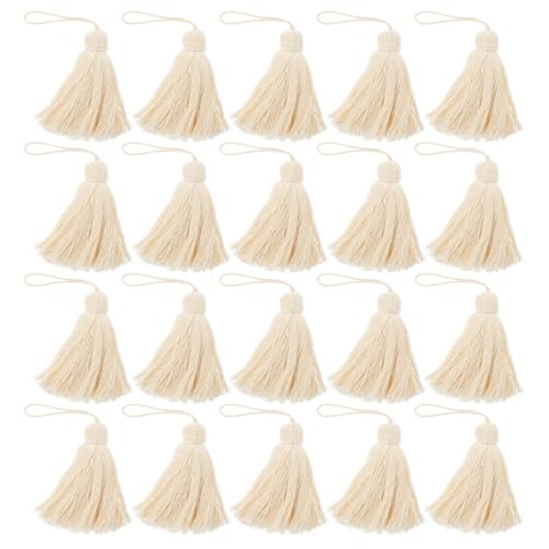 Borlas de algodon de color natural con cordon colgante resistente juego de 20 accesorios diy 2