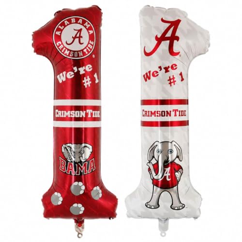 Image of Alabama No. 1 Mylar Balloon, Double-Sided Party Decor-1 pk.- Havercamp | 1 Double-sided Alabama-themed foil #1 balloon for birthdays, tailgates, game days & Crimson Tide fan celebrations.