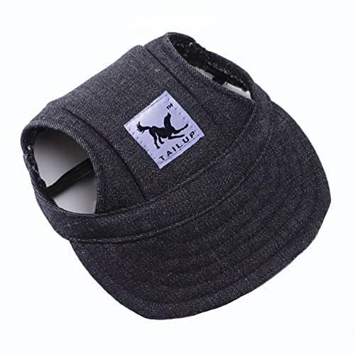 Leconpet Baseball Caps Hats With Neck Strap Adjustable Comfortable Ear Holes For Small Medium And Large Dogs In Outdoor Sun Protection (S, Black Jeans) #TOP2