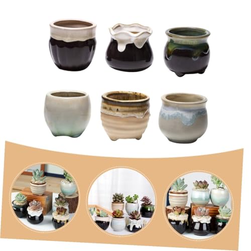 Pots en céramique émaillée BESPORTBLE pour succulentes x6 - 8