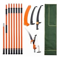 VEVOR Manuelle Stangensäge 8 m, scharfe Stahlklinge und Schere 2,2–8,2 m ausziehbare Baumschere, hohe Äste, Astschneider mit leichten 8 Fiberglasgriffen,zum Beschneiden von Handflächen und Sträuchern