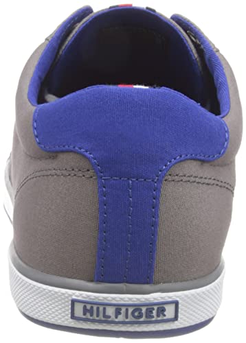 Tommy Hilfiger Men's Flag Canvas Trainers, Grey, 10 UK