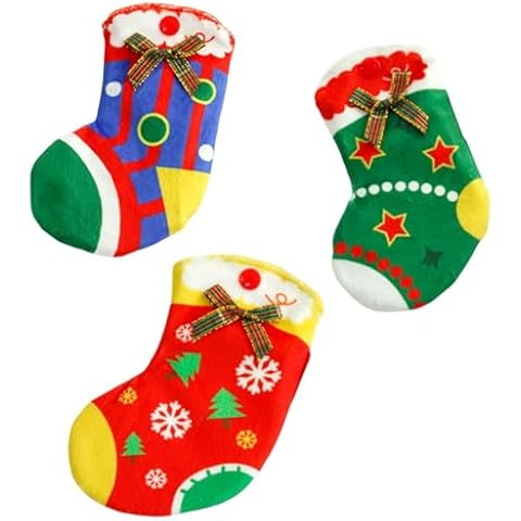 MooGlamor 3 Pcs Christmas Stocking Cat Toys Interactive Cat Toy with Crackle Paper and Hiding Treat 5.7 in Christmas Cat Supplies for Cats Gift Cover