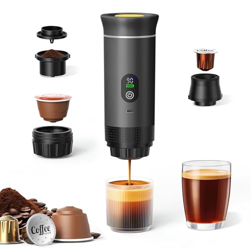 Gubbett Machine à Cafe Portable,3 En 1 Cafetière à Expresso Chauffage Électrique,Rechargeable,Pour Camping et Voiture,Chauffage Rapide,compatible avec...