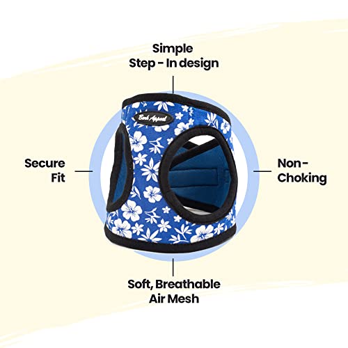 Bark Appeal Step-In Dog Harness, Mesh Step In Dog Vest Harness For Small & Medium Dogs, Non-Choking With Adjustable Heavy-Duty Buckle For Safe, Secure Fit – (Small, Blue Hibiscus) #TOP1